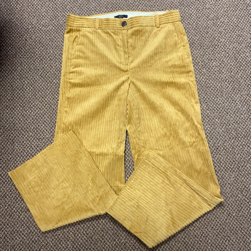 J Crew vintage wide ridge gold corduroys cropped pants, wide leg.